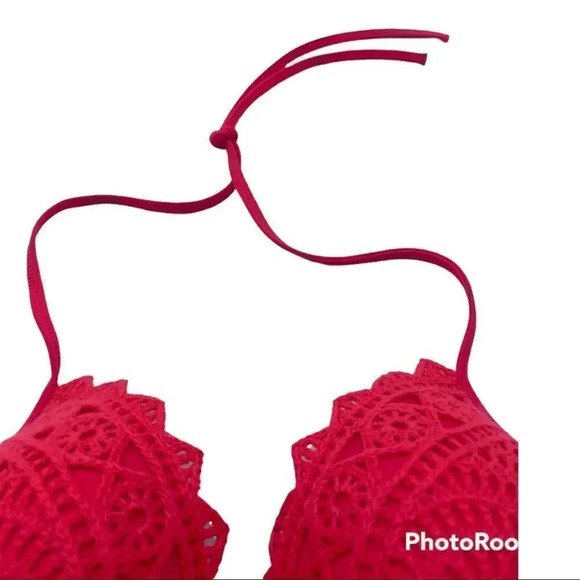 Shade and shore coral crochet bikini top size 36B - Picture 2 of 12